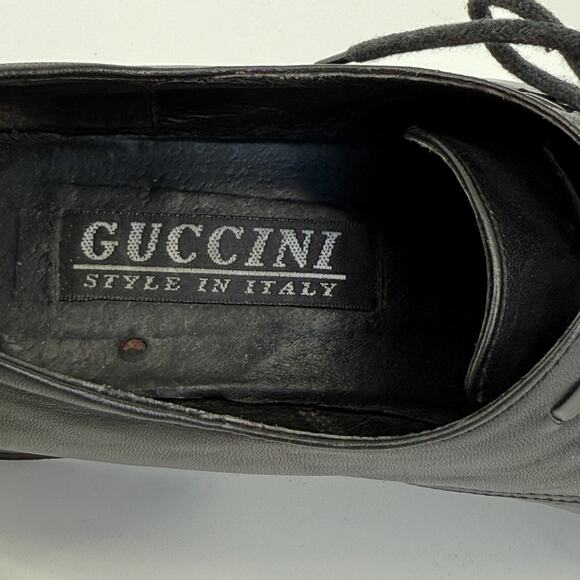 Vtg Guccini Women Leather Heeled Oxford Size 5.5 Square Toe Italy Model off Duty - Picture 10 of 12